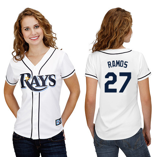 Cesar Ramos #27 mlb Jersey-Tampa Bay Rays Women's Authentic Home White Cool Base Baseball Jersey